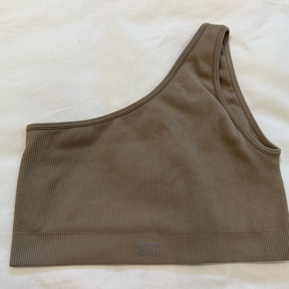 Set Active Tan SCULPTFLEX® RIBBED ONE SHOULDER BRA